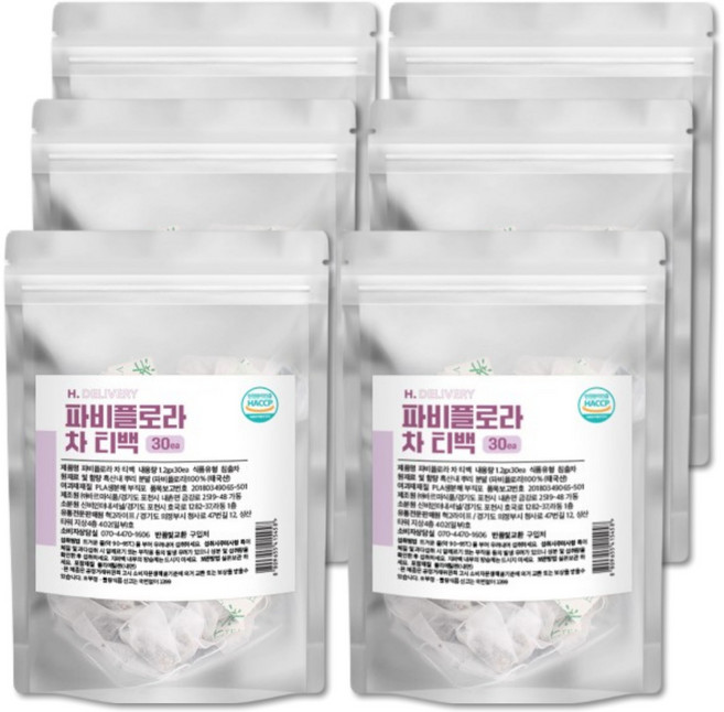 파비플로라 추출물 100% 식약청인증 자색생강 흑생강 분말 차 티백 H.딜리버리, 6개, 36g