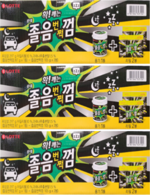 롯데제과 졸음번쩍껌 트윈리필, 297g, 3박스