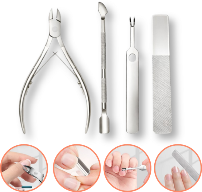 슈류 네일 케어 니퍼 및 푸셔 세트 손톱 큐티클 정리 세트, 1개, 네일 니퍼 + 푸셔 + 리무버+ 파일