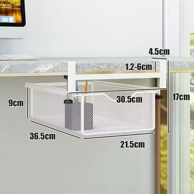 거와스 무타공 철제 걸이형 서랍, 화이트, 1개