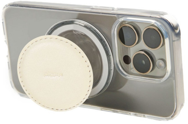 [플렙] 가죽 맥세이프 팝그립 탈부착 휴대폰 거치대 마그네틱 스마트톡 (신제품), 1개, A. Luna - Cream Yellow