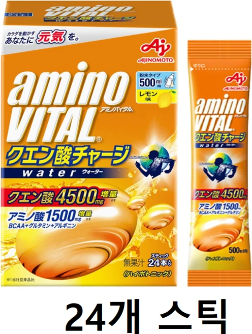 아미노바이탈 구연산 충전 워터 4500mg 아미노산 1500mg 레몬맛 파우더 24개입, 1개 - 쿠팡
