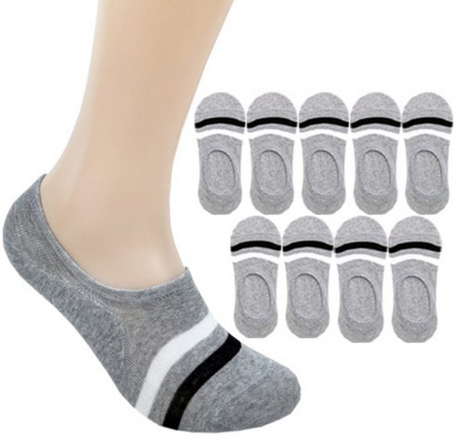 더베이직 남성 두줄 베이직 페이크 삭스 덧신 양말 10켤레