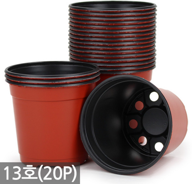 세인화분 국산 이색포트 모종화분 20P - 화분 연질분 포트 모종 육묘 다육 다육이 연질화분 플라스틱 국내산 비닐 갈색, 20개, 이색포트_13호(브라운)