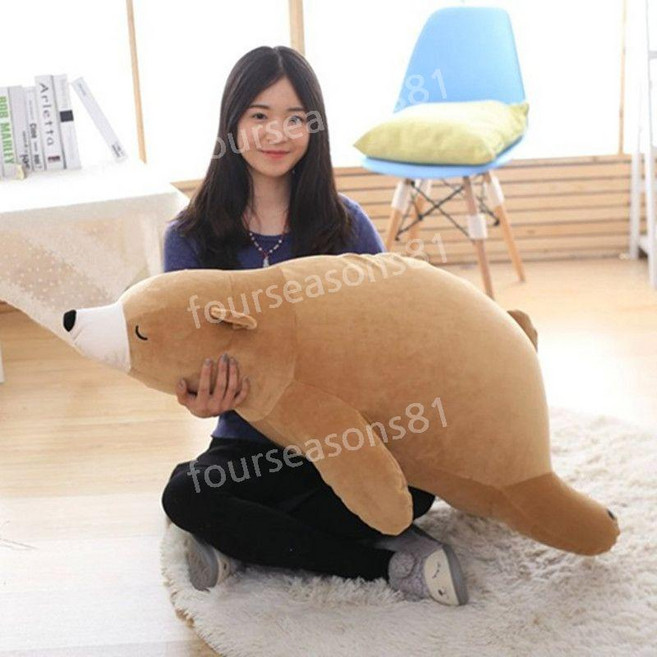 바디필로우 북극곰 동물 대형베개 롱쿠션 성인애착인형 쿠션, 갈색