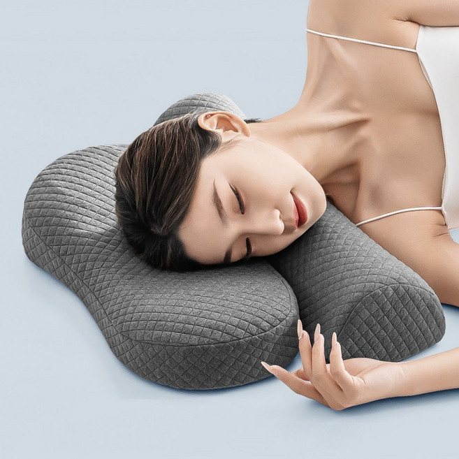 프립스 재구매율 높은 목편한 고밀도 메모리폼 경추 베개, 1개, 그레이