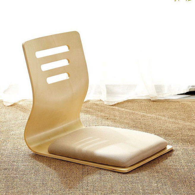 和室椅 靠背椅 懶人椅 飄窗椅 床上座椅, 1個, 三孔木色棉麻