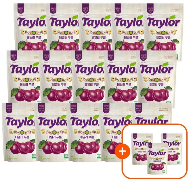 테일러푸룬 유기농 건자두 65g x 15팩 +3팩더(총18팩), 18개 - 쿠팡