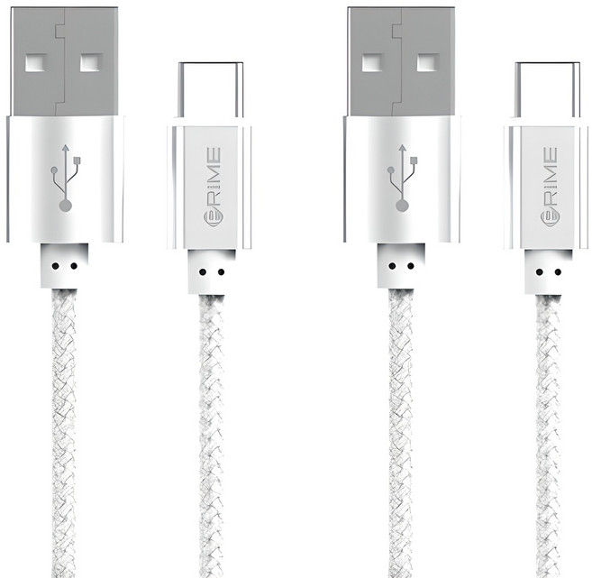 프라임큐 C타입 메탈케이블, 실버, 2개, 1.5m