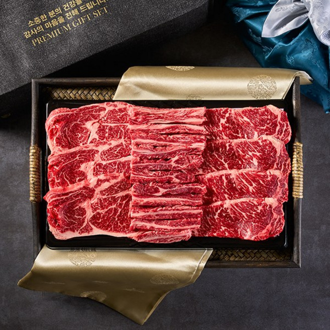 [냉장][청자골한우리]1등급 특3호 구이세트 1kg(등심500g+채끝300g+갈비200g)한우선물세트, 1kg, 1세트