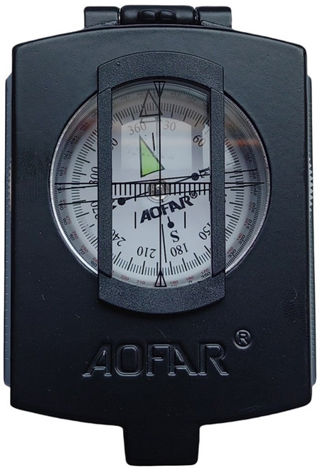 오파 AOFAR AF-4580 초정밀 군용 나침반 등산 캠핑, 검정색, 1개
