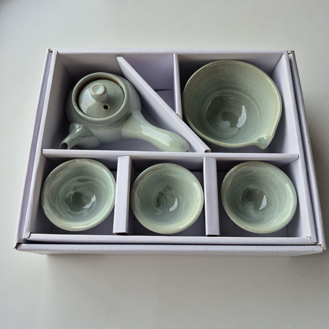 3인다기세트 분청 교육용 녹차 보이차 전통다도세트 여주도자기