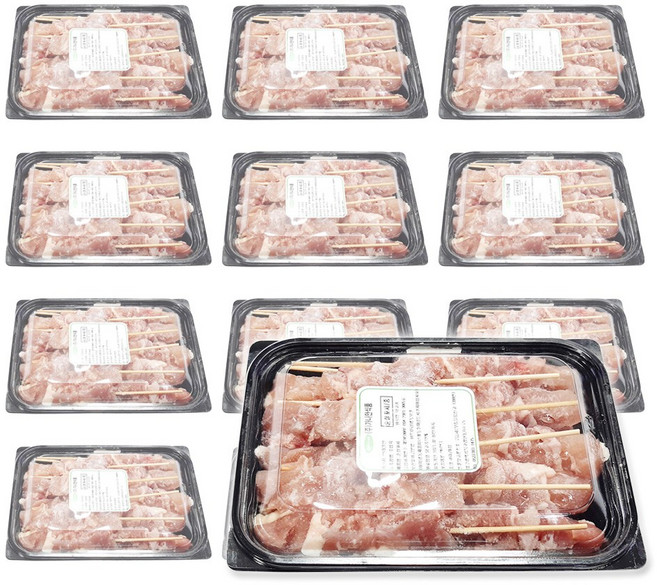 가나안식품 업소용 순살닭꼬치/중 20팩 냉동 닭꼬치 숯불 캠핑 파닭 데리야끼, 800g