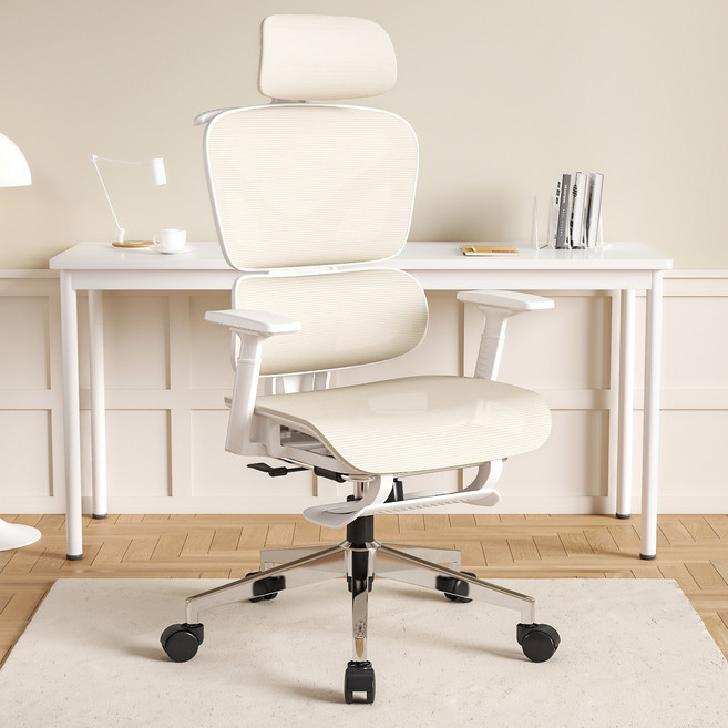 투에스리빙 풀메쉬 인체공학 3D 허리보호 게이밍 컴퓨터 의자, 베이지B