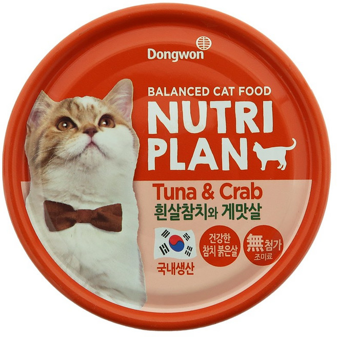 동원뉴트리플랜 고양이 간식 습식캔, 혼합맛(흰살참치/게맛살), 160g, 12개