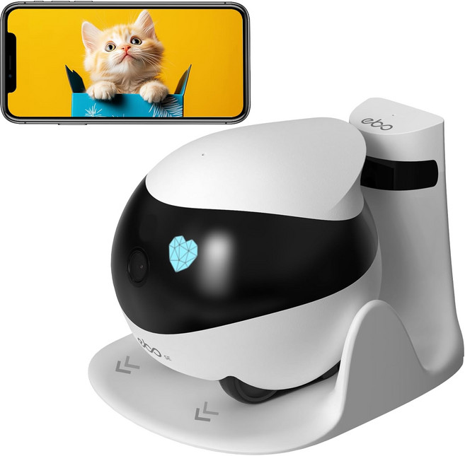 Enabot EBO SE 패밀리봇 홈 카메라 로봇: 1080P 이동식 애완동물 실내 배터리 작동 자동 충전 야간 시야 양방향 대화 로컬 스토리지 앱 제어