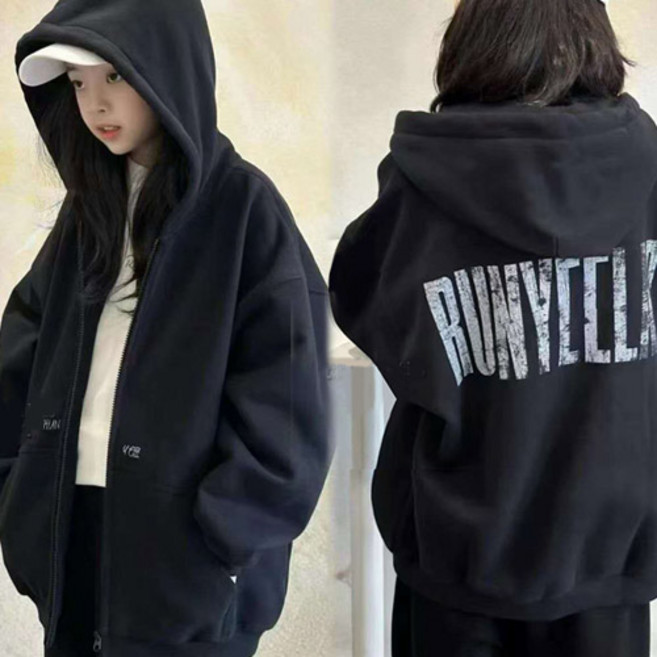 런블랙후드집업 점퍼