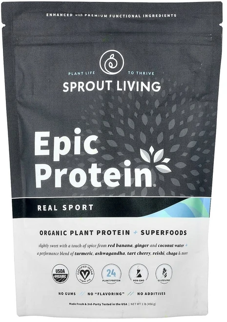 스프라우트리빙 Epic Protein 식물성 단백질 및 슈퍼 푸드 함유 리얼 스포츠 494g(1.1lb), 1개 - 쿠팡