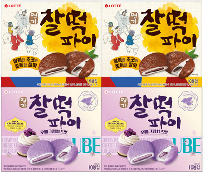 롯데 명가찰떡파이 350g+우베크림치즈맛250g, 1세트, 각2개(총4개)