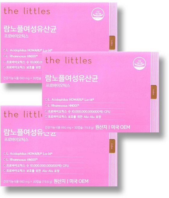 더리틀스 람노플여성유산균 람노서스 애시도필루스 CFU 100억 유산균 30캡슐 1개월분, 30정, 3개