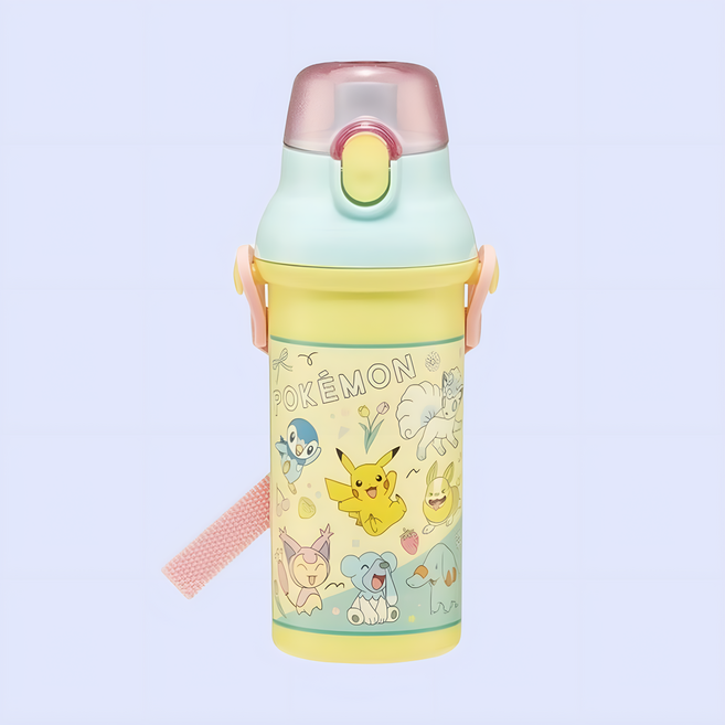어린이 물병 원터치 아동 어깨끈 물통 480ml, 1개, 포켓몬스터