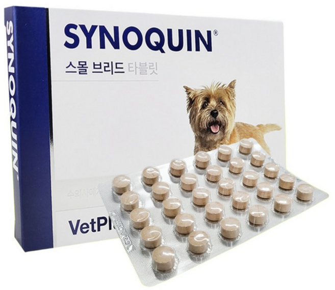 [벳플러스] 사이노퀸 스몰브리드 소형견 30정(알약) 반려견 관절보조제 오메가3지방산, 30정, 뼈/관절강화, 1개