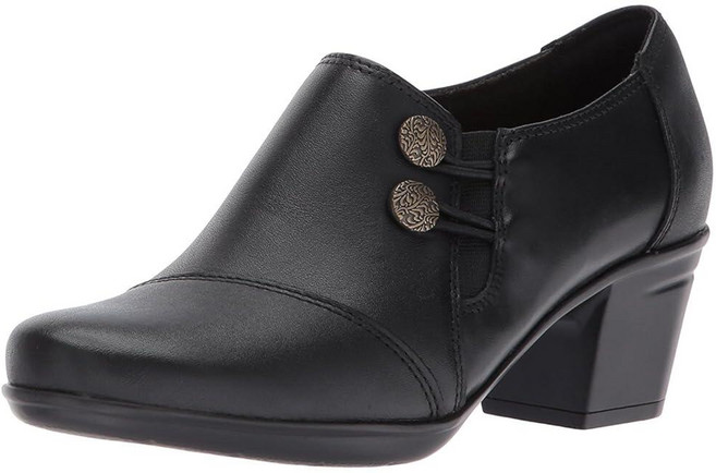 클락스 엠슬리 여성용 워렌 슬립온 로퍼 가죽 신발. 블랙 Clarks