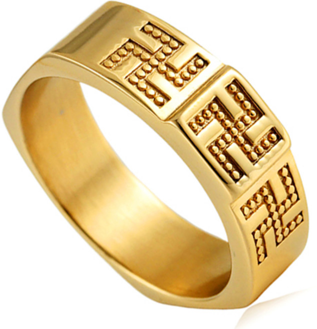 볼던 MR1178 써지컬 스틸 불교 만자 남자 여자 패션 육각 반지 링