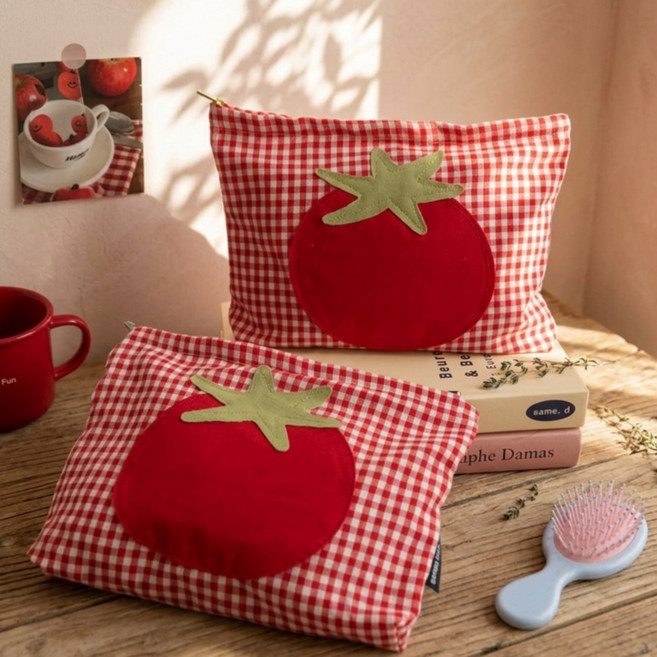 토마토 체크 파우치 가방 독서템 화장품