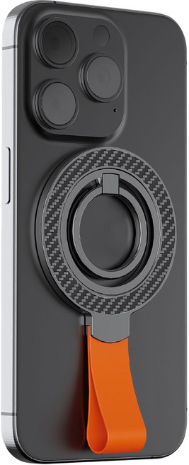 수피 괴물자력 마그네틱 맥세이프 오렌지 스트랩 핑거링 핸드그립 톡 CP006, 1개, 블랙