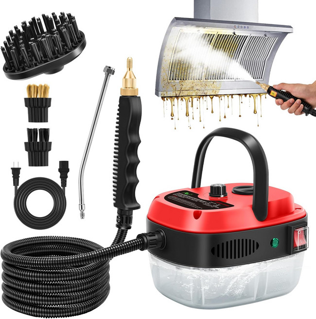 세이커플러스 2500W 휴대용 스팀 클리너 6단계 조절 가능한 0S 급속 가열 스티머 36온스 대용량 물탱크 가정용 주방 욕실 바닥 자동차용 고출력