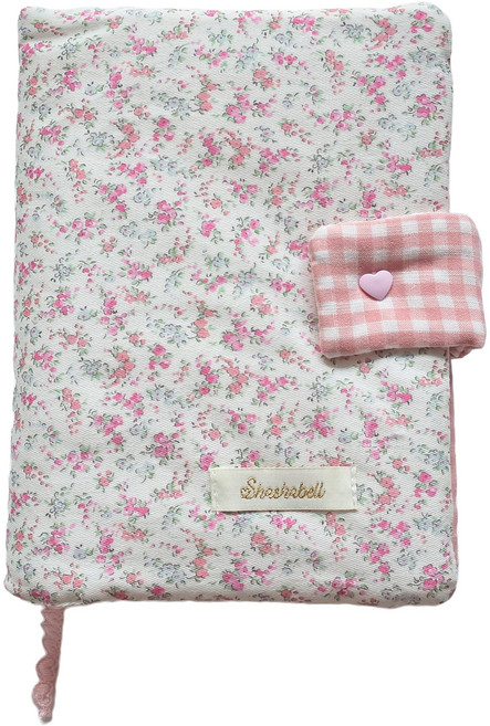 샤샤벨 패브릭 플로럴 책 표지 커버 다이어리 A5 국판 북커버, 1개, 로맨틱 핑크