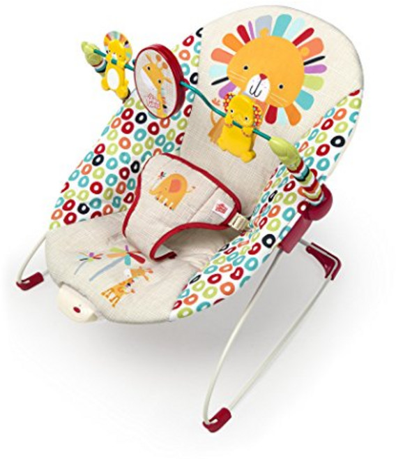 Bright Starts Portable Baby Bouncer Soothing Vibrations Infant Seat with Removable-Toy-Bar 0-6 M, 1개, Playful Pinwheels