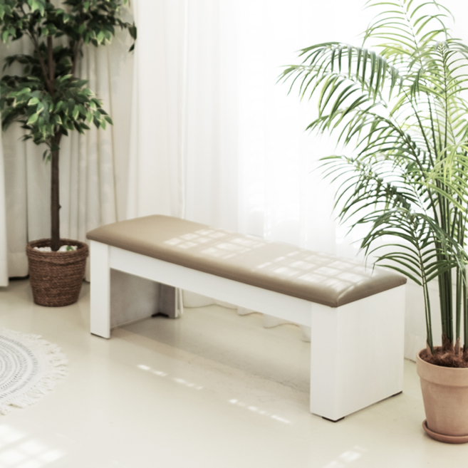 흥창가구쟁이 편안화이트의자 벤치쇼파 카페쇼파 벤치의자, 편안의자, 1200화이트베이지