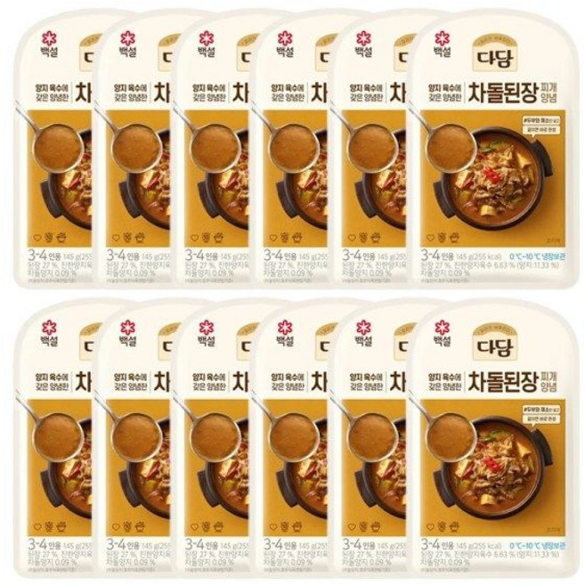 백설 다담 차돌된장찌개양념145g x12개, 1.74kg, 1박스