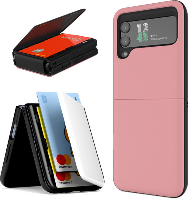 오킴즈 갤럭시 Z플립 카드수납 파스텔 도어범퍼 힌지보호 카드2장 폰케이스