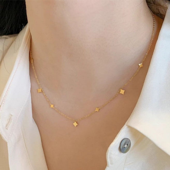 여성 데일리 별빛 팬던트 슬림 골드 체인 목걸이 A1496