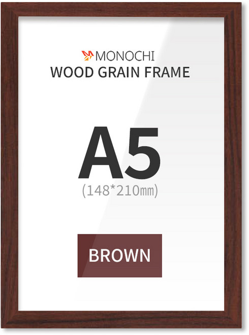 모노치 투명 아크릴 우드그레인 액자, 브라운, 1개