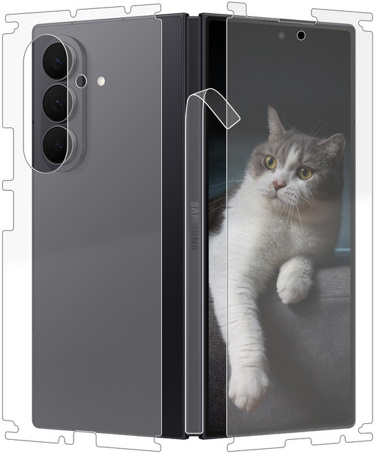 폴드7 전후측면 힌지 일체형 투명 보호필름, 1개