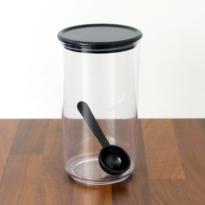 스푼 포함 뉴원형단지 4호 조미료 양념통 설탕 소금 고춧가루 뚜껑 보관통, 1개, 블랙, 1100ml