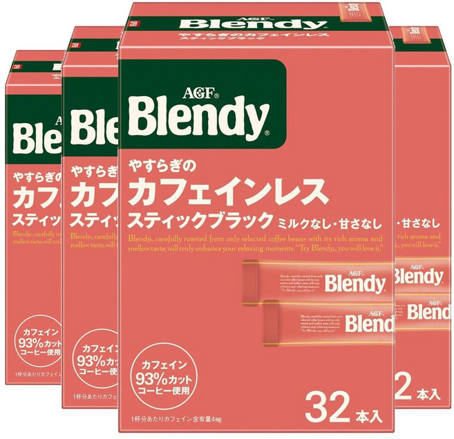 AGF Blendy 퍼스널 야스라기 디카페인 인스턴트 스틱 커피, 4개, 32개입