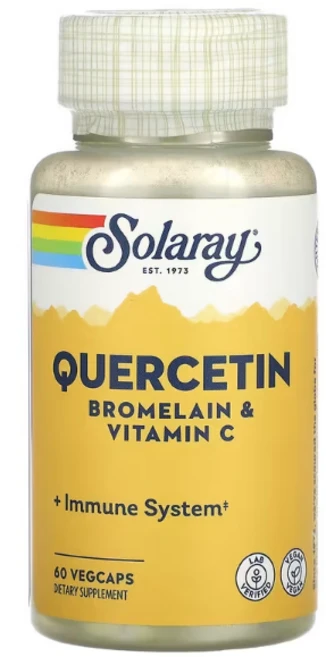 퀘르세틴 브로멜라인 및 비타민C 60베지캡슐 솔라레이, 60정, 1개 - 쿠팡