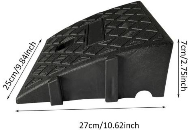 경사로패드 문턱받침대 미끄럼방지 자동차 연석 램프 휴대용 경량 슬로프 쿠션 트레일러 트럭 자전거 오토바이에 대한 헤비 듀티 PVC 임계 값, 4)25 x 27 x 7cm, 1개