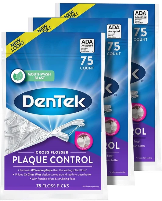덴텍 크로스 치실 플라크 조절 X자 75p 3팩 DenTek X-Shaped Floss, 크로스 치실 X자형 225개 - 쿠팡