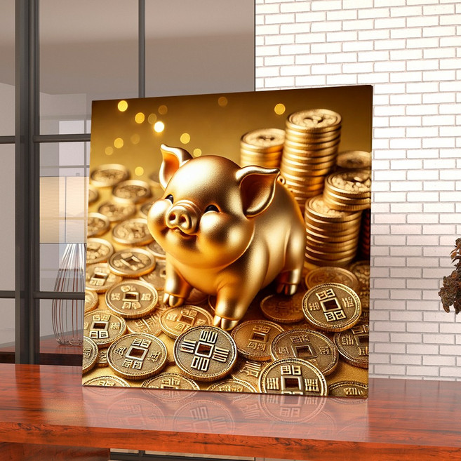 금전운 재물복 집들이 가게오픈 선물 인테리어 코인 돼지 캔버스액자, 03. 돈벼락 코인돼지