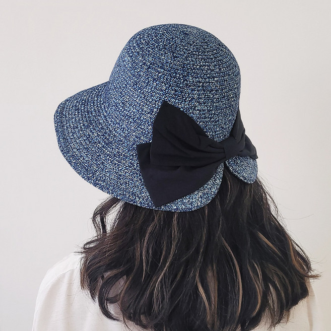 큐트 리본 밀짚 벙거지모자