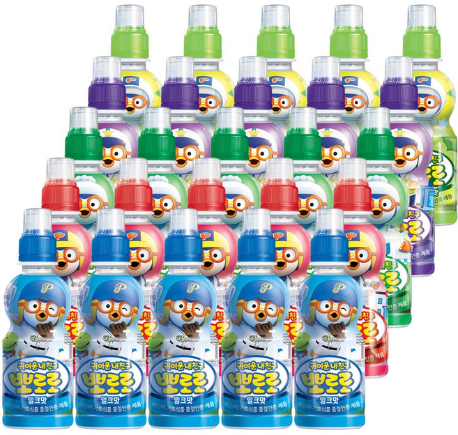 뽀로로 5종_밀크맛3개+딸기맛3개+사과맛3개+블루베리맛3개+샤인머스캣3개, 밀크3+딸기3+사과3+블루베리3+샤인머스캣3, 15개, 235ml