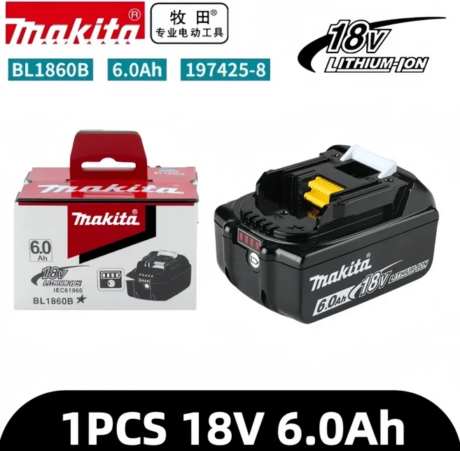마키타 정품 6Ah 배터리 마키타 18V 6.0AH 배터리 BL1830B BL1850B BL1850 BL1840 BL1860 BL1815 호환 리, Makita 6AH X1-h