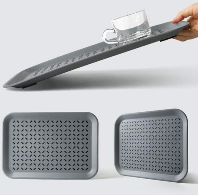 미끄러짐방지 쟁반 카페 쟁반 논슬립 사각 트레이 2사이즈, 107)클래식체, 1개