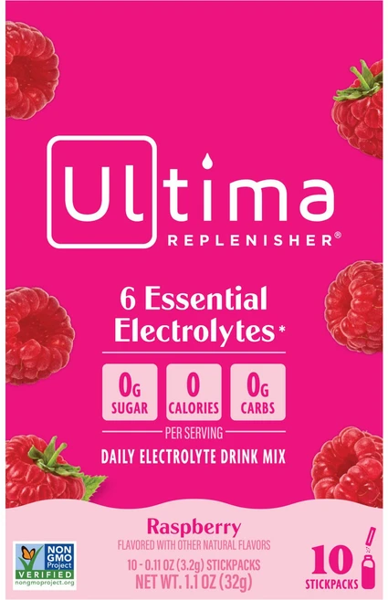 Ultima Replenisher 6 Essential Electrolytes Daily Electrolyte Drink Mix Raspberry 10 Stickpack, 1, 3.2g - 쿠팡